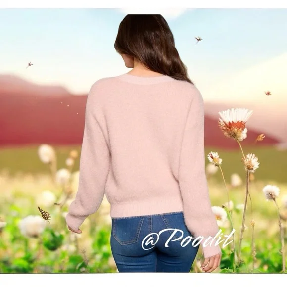 HEM & THREAD Beautiful blush button up cardigan S M L - Picture 3 of 7